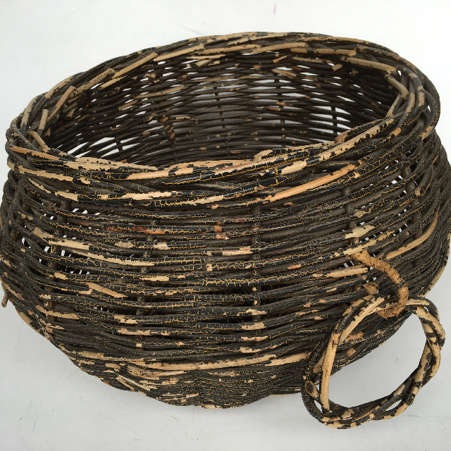 BASKET, Large Round Brown w Handles